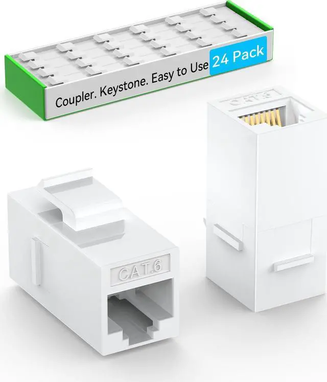 Alt view image 2 of 5 - Sokqovt CAT6 RJ45 Keystone Coupler (24 Pack) White and Patch Panel 24 Port Cat6 with Coupler Keystone