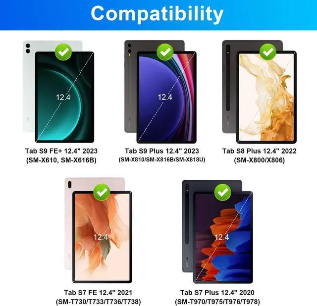 Alt view image 2 of 5 - SOPPY Backlit Keyboard Case for Samsung Galaxy Tab S10+ Plus/S9+ Plus/S9 FE+ /S8+ /S7+ /S7 FE 12.4", 7 Colors Backlit, Wireless Keyboard with Case & Pen Holder for Samsung Tab 12.4 inch, Black