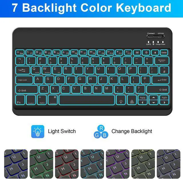 Alt view image 3 of 5 - SOPPY Backlit Keyboard Case for Samsung Galaxy Tab S10+ Plus/S9+ Plus/S9 FE+ /S8+ /S7+ /S7 FE 12.4", 7 Colors Backlit, Wireless Keyboard with Case & Pen Holder for Samsung Tab 12.4 inch, Black