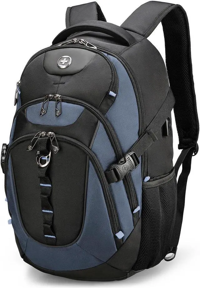 Main image of Swissdigital Design Large Business Laptop Backpack with Smart USB Charging Port Travel Backpack Fits 15.6 inches Laptops, College Backpack for Men Women,Haze Blue/Black | SD803