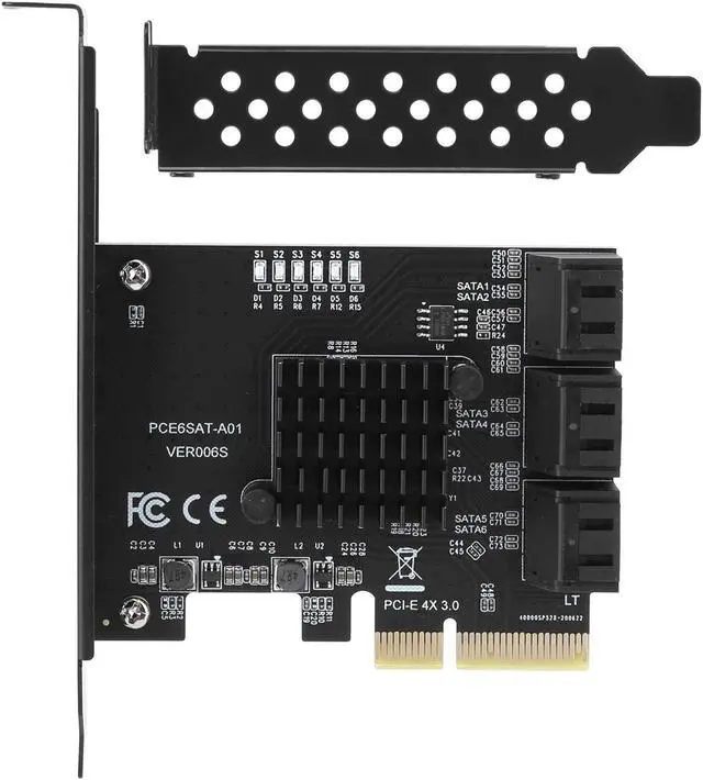 Alt view image 2 of 5 - Tbest Asm1166,N100 Motherboard Asm1166 Pcie,Asm1166 6 Port,Pcie Sata Expansion Card,Internal Components,Expansion Card Pcie to 6Port Sata3.0 Hard Disk 6G Pcie3.0 Gen3 4X Interface Hub Adapter
