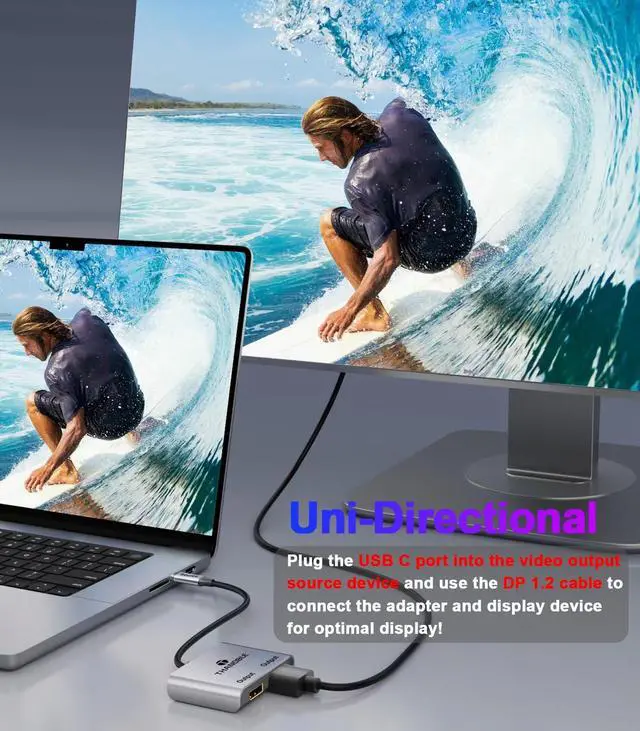 Alt view image 5 of 5 - THANDBLE USB C to Dual DisplayPort Adapter Extended Display Splitter (4K@60Hz) USB Type C to Display Port Dual Monitor Converter, USB C to DP 1.2 Hub for Dell XPS 13 15,Lenovo Yoga, Chromebook,HP etc