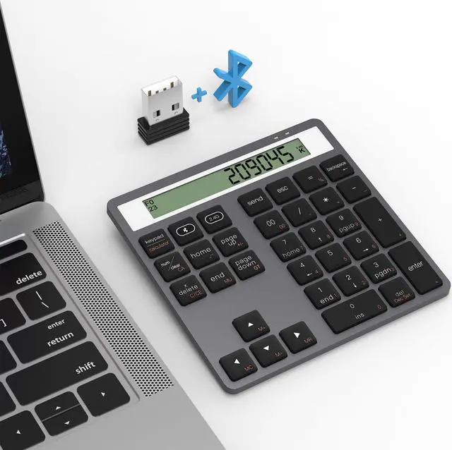 Main image of Bluetooth Number Pad - 2.4G Wireless Numeric Keypad with Display Calculator - Wireless Number Pad Slim 34-Key Portable Financial Accounting Numpad Data Entry & Calculation 2in1 for Laptop Desktop PC