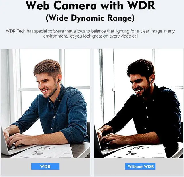 Alt view image 3 of 5 - TOALLIN 4K AI Webcam with WDR, Auto Light Correction, AI Tracking with Auto-Framing, Auto-Focus, 5X Adjustable Digital Zoom, Built-in Dual Noise-Canceling Mics, 92° FOV Webcam for Online Video Calls