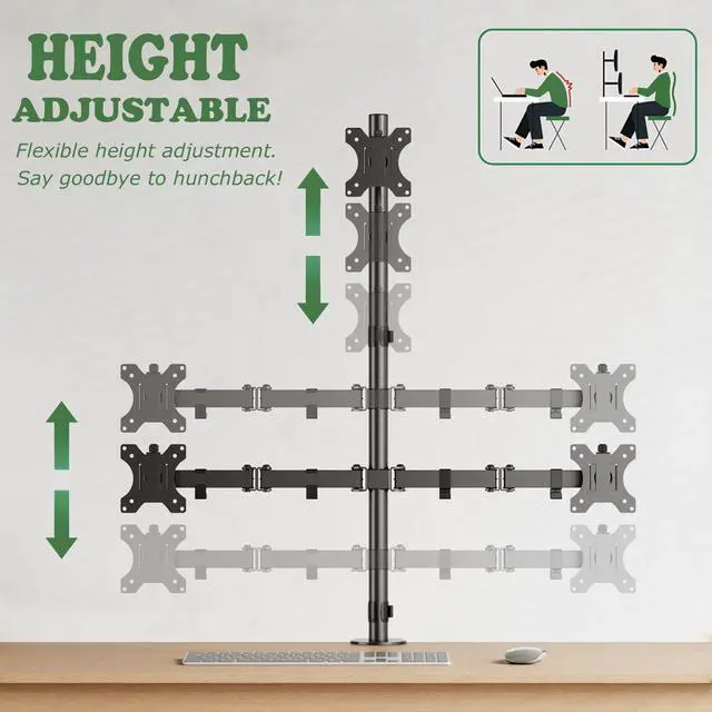 Alt view image 4 of 5 - UPGRAVITY Triple Monitor Desk Mount for 17 to 32 inch Screens,Each Arm Holds up 17.6 lbs,3 Monitor Stand with Tilt,Swivel,Rotate,VESA Mount 75/100x100mm