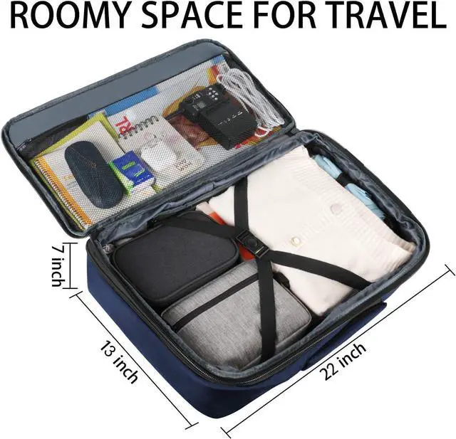 Alt view image 3 of 5 - Vancropak Carry On Backpack, 50L Expandable Extra Large Travel Backpack, Flight Approved Water Resistant Luggage Suitcase Daypack, Lightweight Personal Business Weekender Bag for Men & Women, Blue