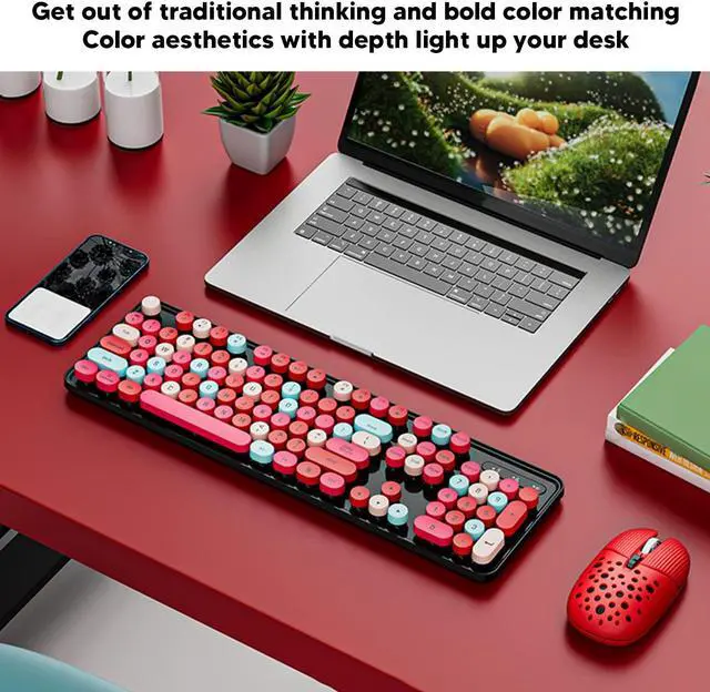 Alt view image 2 of 5 - VBESTLIFE 2.4G Keyboard and Combo, Low Noise, 3 DPI Adjustable, for Gaming, with 800 1600 2400DPI, for Windows, (Mixed Color Red)