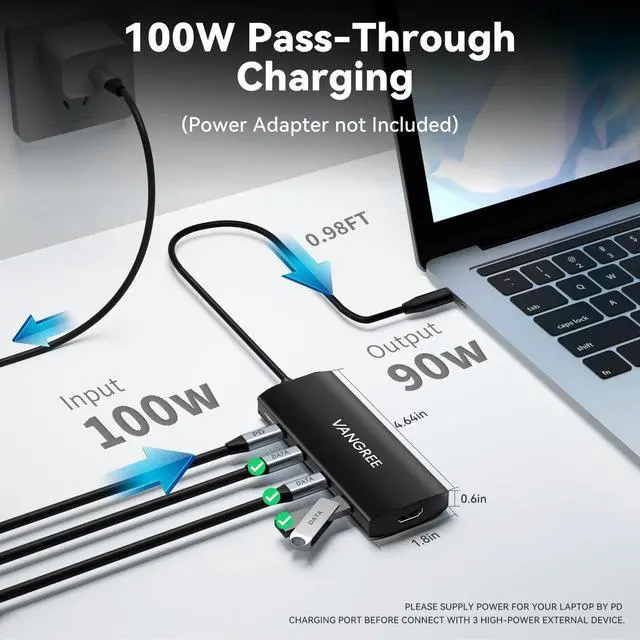 Alt view image 4 of 5 - USB C to USB C Hub 10Gbps, 3 USB 3.2 Gen 2 Ports, 4K@60Hz HDMI, 100W PD, 3 USB 3.0 Ports, USBC Splitter Multiport Adapter for MacBook Pro/Air, iMac, iPad Pro, iPhone 15 (Not Support Type-C Monitor)