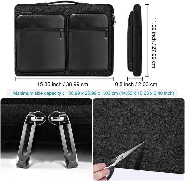 Alt view image 2 of 5 - ZINZ Laptop Case 15 15.6 16 inches Sleeve Slim Briefcase Spill-Resistant Handbag for Most Popular 15" 15.6" 16" NotebooksB01K03