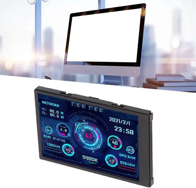 Alt view image 5 of 5 - Zunate 3.5 Inch Computer CPU GPU Monitor, AIDA64 PC Sensor Panel Display, 3.5in Computer Temp CPU Data Monitor, USB Type C Interface for