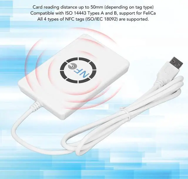 Alt view image 3 of 5 - NFC Reader, ACR122U NFC USB2.0 424kbps 13.56MHz Contactless Smart Card Reader Writer,Smart IC Card Reader Writer Copier Duplicator