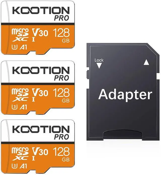 Main image of KOOTION 128GB Micro SD Card 3 Pack, UHS-I MicroSDXC Card for 4K Video Recording, U3, A1, V30, C10 TF Flash Memory Card with Adapter
