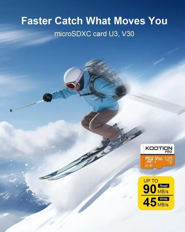 Alt view image 2 of 5 - KOOTION 128GB Micro SD Card 3 Pack, UHS-I MicroSDXC Card for 4K Video Recording, U3, A1, V30, C10 TF Flash Memory Card with Adapter