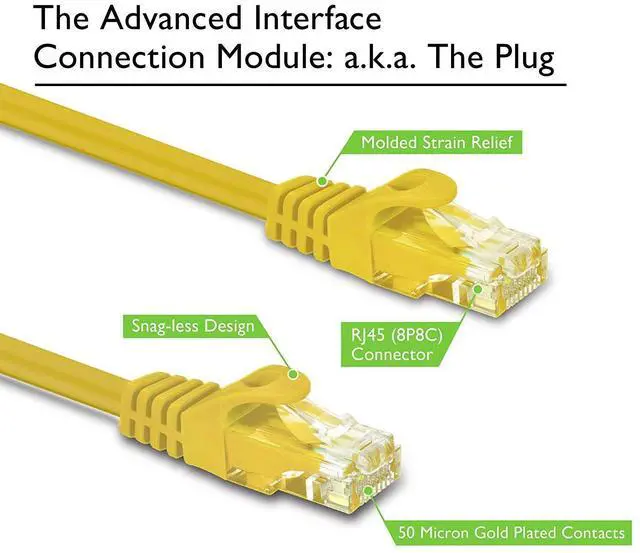 Alt view image 2 of 5 - GEARit Cat6 Ethernet Cable 1 Foot - Network Internet Patch Cable - Yellow