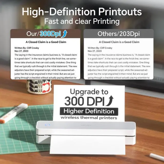 Alt view image 5 of 5 - HPRT MT610 Pro Portable Printer Wireless for Travel &200 Sheet Thermal Paper US Letter Size