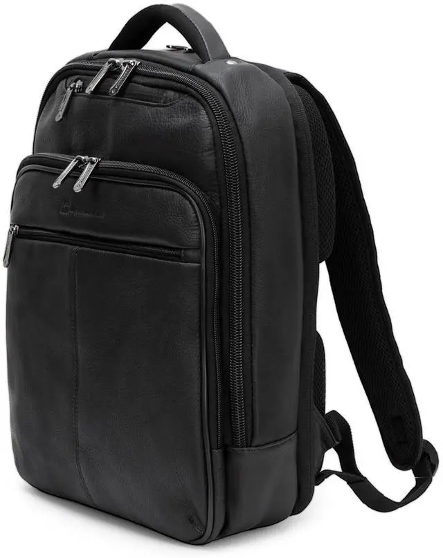 Alt view image 2 of 5 - Alpine Swiss Olsen 13 Laptop Travel Backpack Genuine Leather Slim Business Travel Carry On Daypack Black