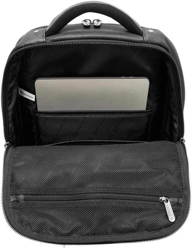 Alt view image 4 of 5 - Alpine Swiss Olsen 13 Laptop Travel Backpack Genuine Leather Slim Business Travel Carry On Daypack Black