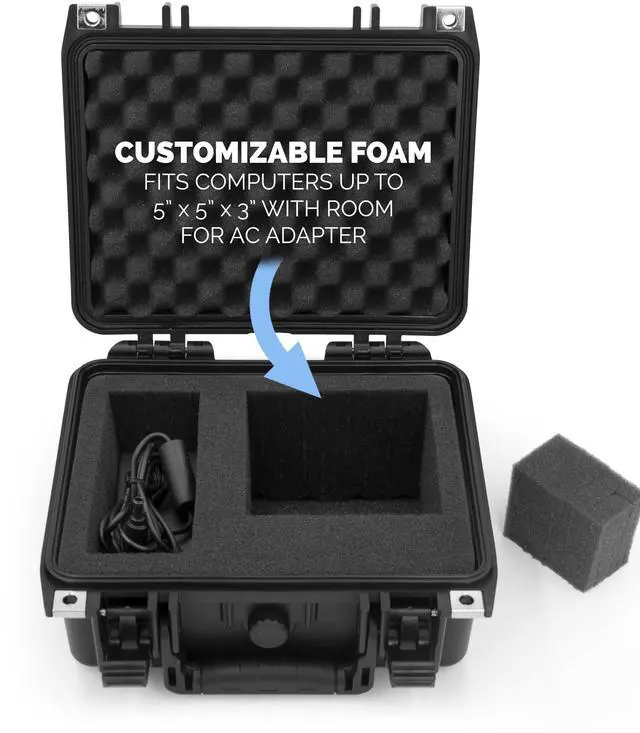 Alt view image 4 of 5 - CASEMATIX Waterproof Travel Case Compatible with Apple Mac mini M4 2024 Desktop, Intel NUC Mini Computer with Adapter - Crushproof Hard Shell Case with Customizable Foam and Padlock Rings