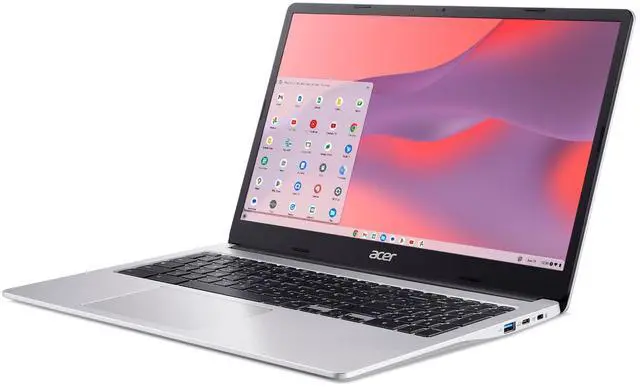 Alt view image 4 of 5 - acer Chromebook 315 15.6 FHD Laptop | Intel Celeron N4500 | Intel UHD Graphics | Built-in Webcam| microSD Card Reader| Silver | 4GB RAM | 64GB SSD | Chrome OS |Bundle with 64GB USB Flash Drive