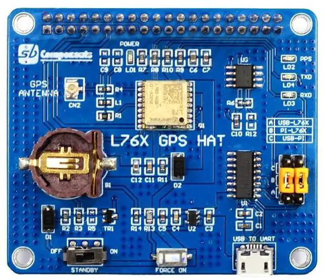 Main image of sb components Raspberry Pi GPS HAT GNSS Module GPS HAT for Raspberry Pi 4B/3B+/3B/2B/Zero/W/Zero WH, Supports GPS, BDS, QZSS, etc.