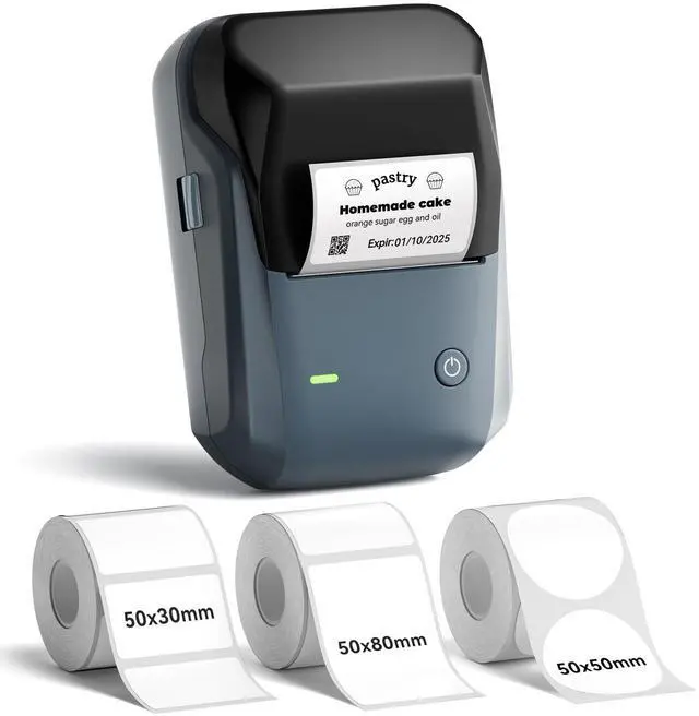 Main image of NIIMBOT B1 Label Maker, Bluetooth Portable Thermal Printer Machine with Large Waterproof Tape and Multiple Templates for Small Business,Office,Home,School, 2 Inch (Blue, 1 Printer+3 Roll Label)