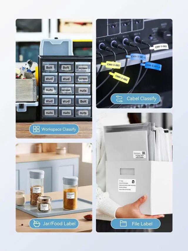 Alt view image 4 of 5 - NIIMBOT B1 Label Maker, Bluetooth Portable Thermal Printer Machine with Large Waterproof Tape and Multiple Templates for Small Business,Office,Home,School, 2 Inch (Blue, 1 Printer+3 Roll Label)