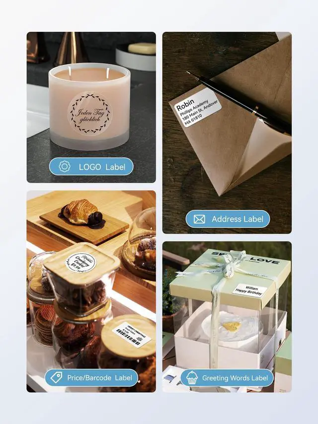 Alt view image 5 of 5 - NIIMBOT B1 Label Maker, Bluetooth Portable Thermal Printer Machine with Large Waterproof Tape and Multiple Templates for Small Business,Office,Home,School, 2 Inch (Blue, 1 Printer+3 Roll Label)