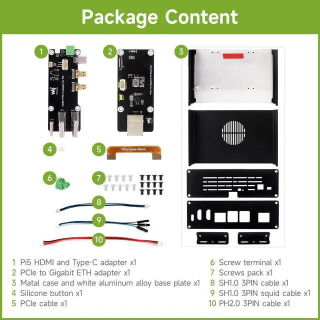 Alt view image 2 of 5 - waveshare Multi-Functional All-in-One Mini-Computer Kit, Compatible with Raspberry Pi 5, Aluminum Alloy Case, Comes with PCIe to Gigabit ETH Adapter