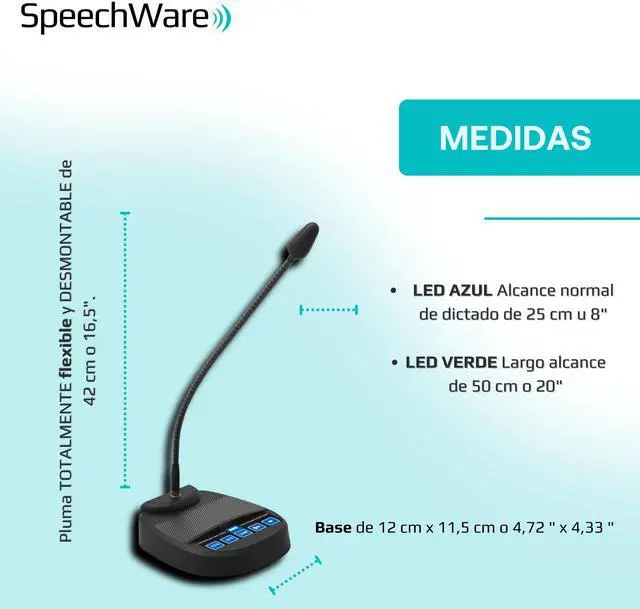 Alt view image 5 of 5 - SpeechWare TBK6 USB 6-in-1 Gooseneck TableMike with Exclusive Variable Long-Range Self Adjusting Input (6th Gen.)