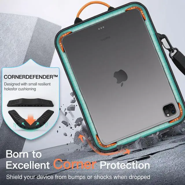 Alt view image 4 of 5 - MoKo 12.9 Inch Tablet Sleeve Bag,Fits with 13 Inch New iPad Pro M4 & Air M2 2024,iPad Pro 12.9 M2&M1,Surface Laptop Go 12.4,Galaxy Tab S8+/S9+ 12.4,Handle Carrying Case with Shoulder Strap,Black &Gray