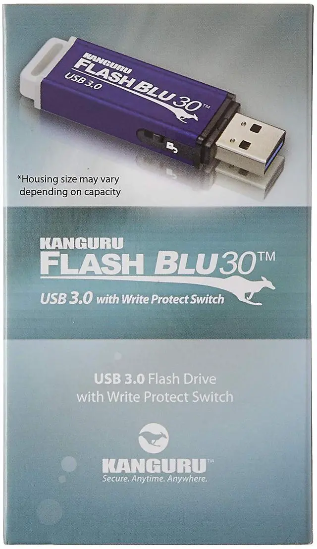 Alt view image 3 of 5 - Kanguru FlashBlu30 - 32GB USB Flash Drive - Physical Write Protection Switch - Super Fast USB 3.0