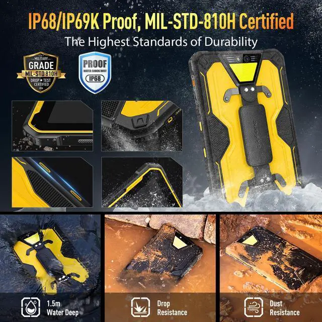 Alt view image 3 of 5 - Ulefone Armor Pad 2 & Hand Strap Holder Rugged Tablet 4G, 18600mAh(33W), 11-inch 2K Display, IP68/69K, MTK Helio G99 16GB+256GB Android 13, Dual Speakers, uSmart Expansion Connector, 48MP+16MP, NFC