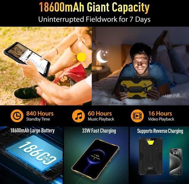 Alt view image 5 of 5 - Ulefone Armor Pad 2 & Hand Strap Holder Rugged Tablet 4G, 18600mAh(33W), 11-inch 2K Display, IP68/69K, MTK Helio G99 16GB+256GB Android 13, Dual Speakers, uSmart Expansion Connector, 48MP+16MP, NFC