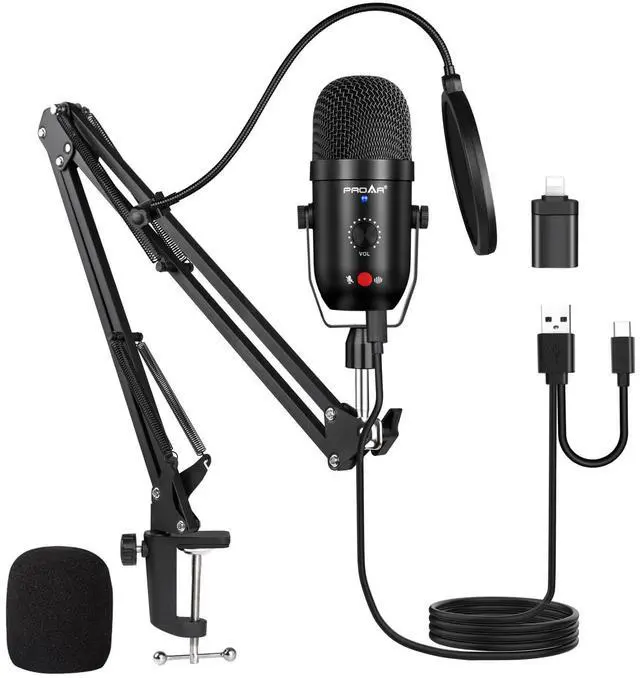 Main image of Podcast & Gaming USB Microphone Kit - Condenser Mic for Phone, Pad, PS4, Computer & Laptop (Noise Cancelling, ASMR, YouTube, Streaming)