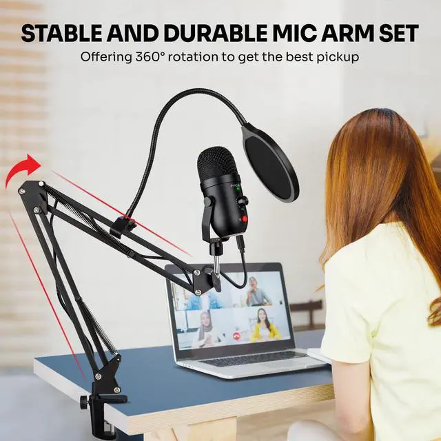Alt view image 5 of 5 - Podcast & Gaming USB Microphone Kit - Condenser Mic for Phone, Pad, PS4, Computer & Laptop (Noise Cancelling, ASMR, YouTube, Streaming)