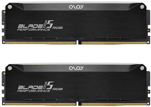Main image of OLOy DDR5 RAM 64GB (2x32GB) Black Hairline Blade RGB 6000 MHz CL32 1.35V Gaming UDIMM (MD5U3260320BRKDA)