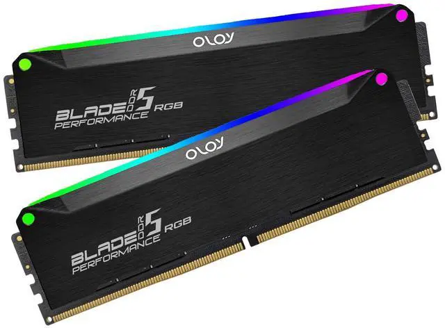 Alt view image 2 of 4 - OLOy DDR5 RAM 64GB (2x32GB) Black Hairline Blade RGB 6000 MHz CL32 1.35V Gaming UDIMM (MD5U3260320BRKDA)