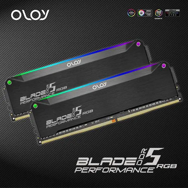 Alt view image 3 of 4 - OLOy DDR5 RAM 64GB (2x32GB) Black Hairline Blade RGB 6000 MHz CL32 1.35V Gaming UDIMM (MD5U3260320BRKDA)