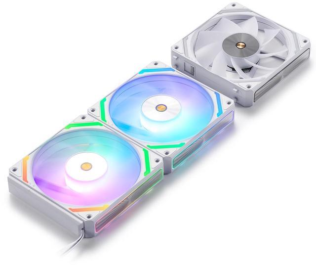 Main image of LTC CF-121D 120mm PC Case Fan, Daisy-Chain Connection, 5V 3Pin ARGB Lighting, 4 Pin PWM Case Fan, for Radiator/Computer Case Cooling, 120x120x25mm, 3 Pack, Reverse Blade, White
