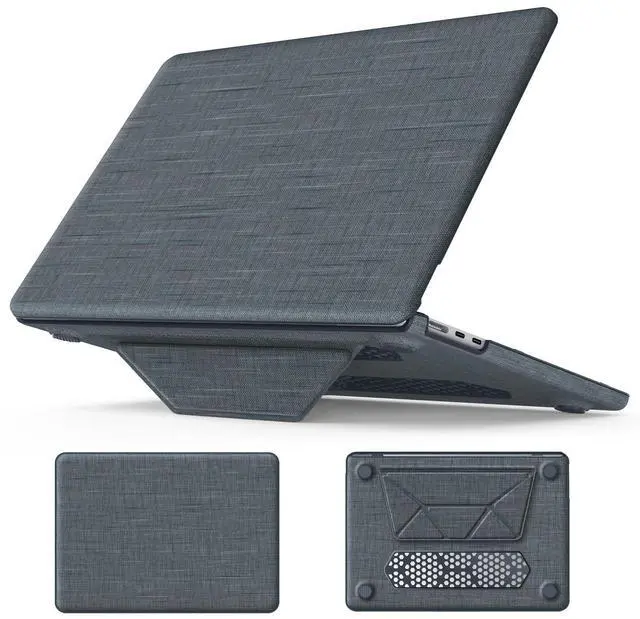 Main image of Batianda Fabric Case for New MacBook Air 13 inch 2025 M4 2024 M3 2022 M2 Chip Model A3240 A3113 A2681 High-End Business Design Durable Full Protection with Foldable Triangle Kickstand, Grey