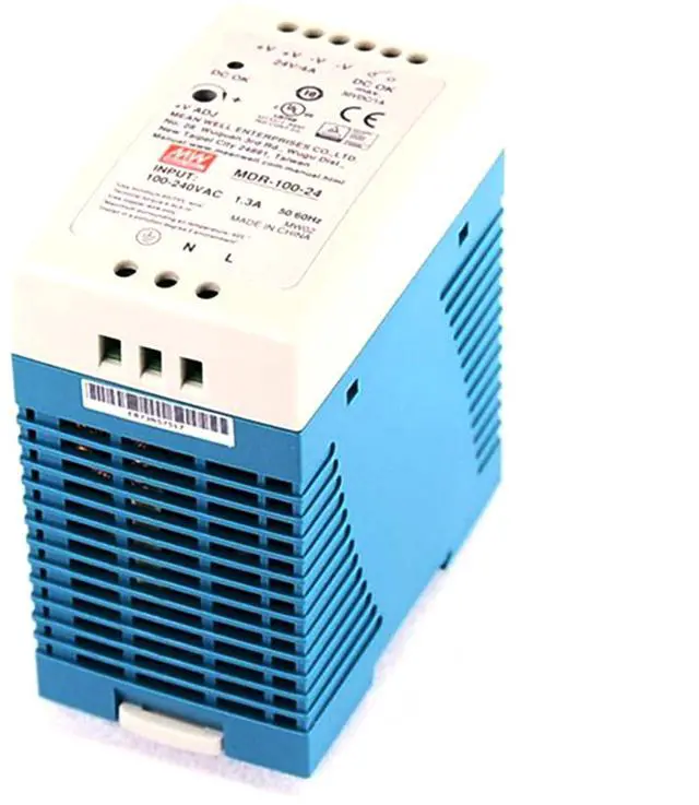 Alt view image 2 of 5 - Mean Well MDR-100-24 96W 24V 4A Industrial Power Supply - 86% Efficiency, AC/DC Converter, DIN Rail Mount, ZCS/ZVS, 150mVp-p Ripple, 85-264VAC Input, DC Power Supply for Industrial Automation