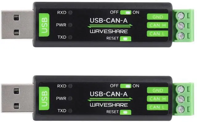 Main image of 2PCS Waveshare USB to CAN Adapter Model A, STM32 Chip Solution, Multiple Working Modes, Multi-System Compatible