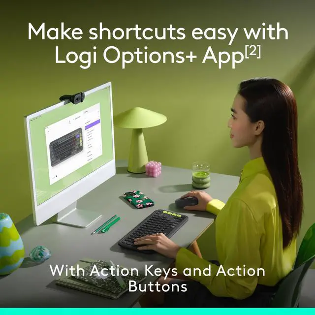 Alt view image 4 of 5 - Logitech POP ICON Combo, Bluetooth Keyboard and Mouse Combo, Comfortable Typing, programmable Keys and Buttons, Quiet clicks, Easy-Switch up to 3 Devices - Graphite and Lime