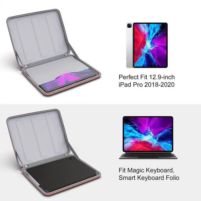 Alt view image 4 of 5 - Smatree Hard Case for 13inch New M4 Ipad Pro with Magic Keyboard 2024,12.9inch iPad Pro 2021-2018, iPad Pro 12.9 4th Gen 2020 with Smart Keyboard Folio/Magic Keyboard, Surface Pro 7 12.3inch Bag, Pink