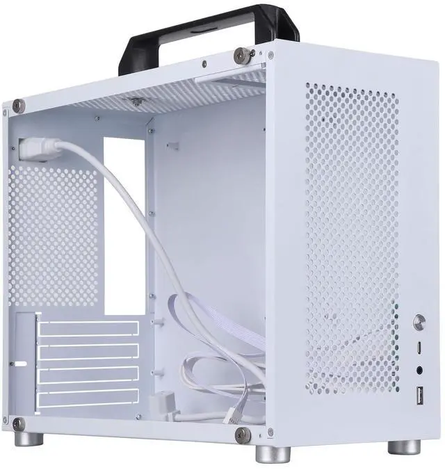 Alt view image 4 of 5 - Micro ATX PC Case,Mini-Tower Tempered Glass Side Pannel Type with Black Handle,Small Form Factor Computer Chassis 1.2mm Alloy Steel with Type C,USB 3.0,Audio Port Fits mATX and ITX Motherboards