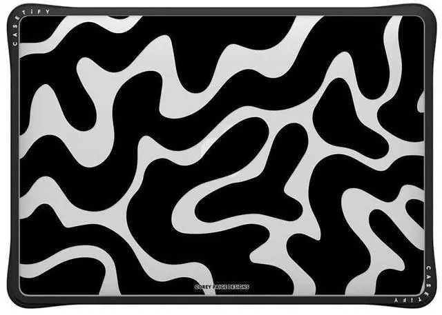 Main image of CASETiFY Impact MacBook Air 13-inch (M1/Intel) Case [Enhanced Protective Corner Design/Ventilation Cutouts/Anti-Slip Grip] - Black Abstract Shapes - Clear Black