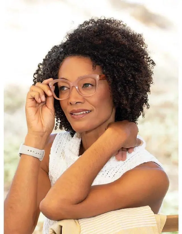 Alt view image 3 of 5 - Blue Planet Cat Eye Glasses for Women and Men - Nora Walnut Onyx Blue Light Blocking Glasses, Cat Eye Glasses Frames, Bluelight Blockers Computer Glasses, 2.25