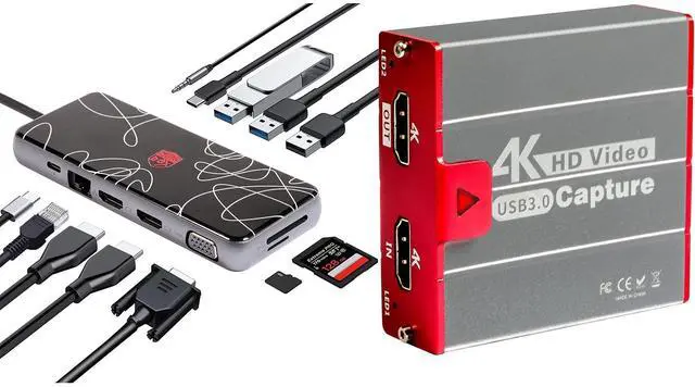 Main image of Mirabox HSV3202 USB3.0 4K HDMI Video Capture Card + HSV1521 USB C Docking Station 12 in 1 Triple Display
