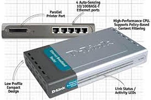 Alt view image 3 of 3 - D-Link DI-704P 4-port 10BaseT/100BaseTX Broadband Gateway with Print Server