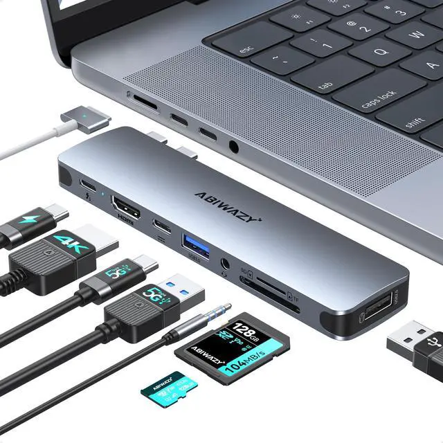 Main image of USB C Adapter HDMI Multiport Hub for MacBook Pro/Air M1-M3, 13"-16", 2018-2024: 3 USB A 3.0, SD TF Card Reader, Audio